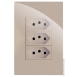Conjunto Tomada Tripla 10a 4x2 - RECTA Areia Gloss
